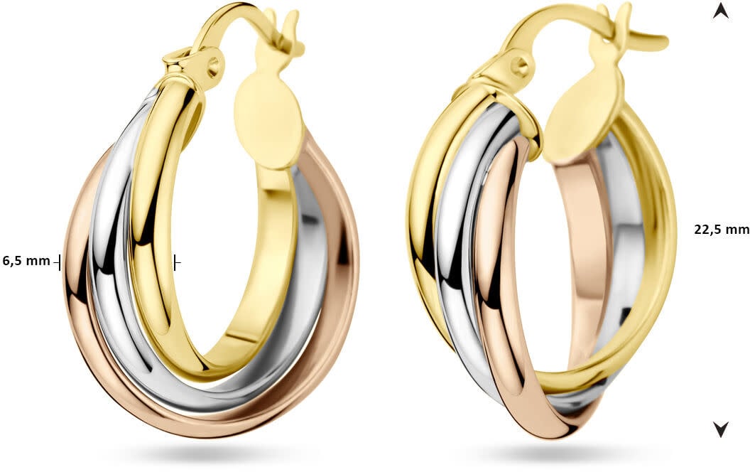 The House Of Blinckers THOB Oorringen 43.00596 14K Tri-color Goud 6.5mm 22.5mm Goud