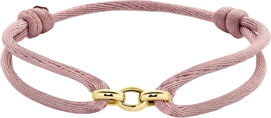 The House Of Blinckers THOB Armband 47.00314 14k Geelgoud 3x Ring Jassaron Satijn Zacht Rose 13 -26cm Roze