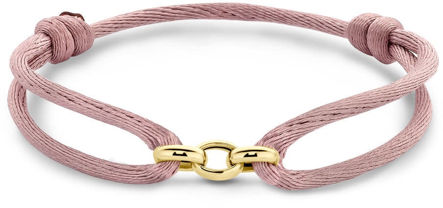The House Of Blinckers THOB Armband 47.00314 14k Geelgoud 3x Ring Jassaron Satijn Zacht Rose 13 -26cm Roze