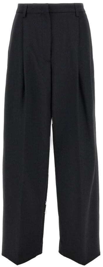 The Latest Black Tailored Wool Blend Trousers Zwart