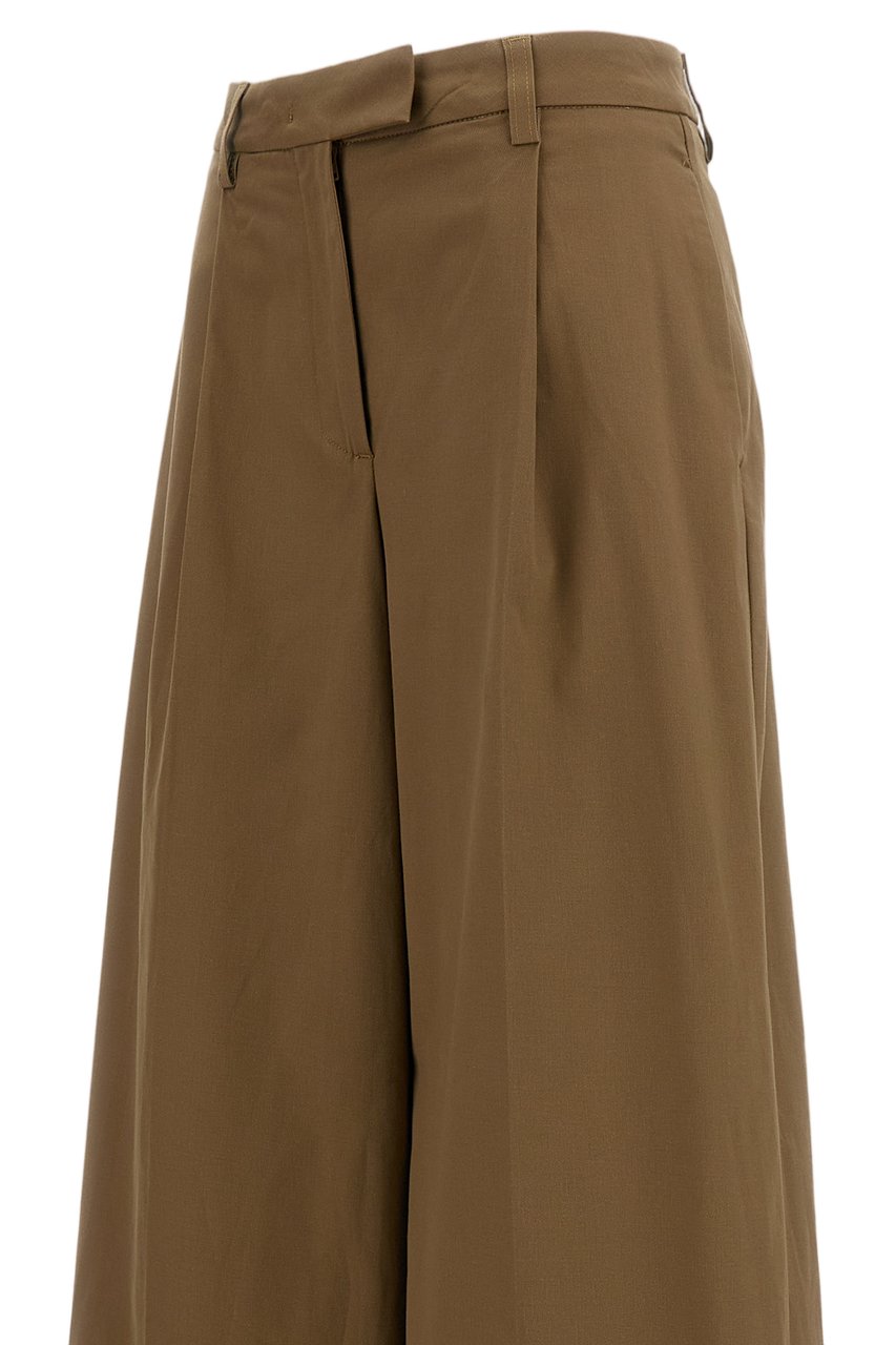 The Latest High-Rise Gabardine Trousers with Pleats and Extra-Wide Silhouette Bruin