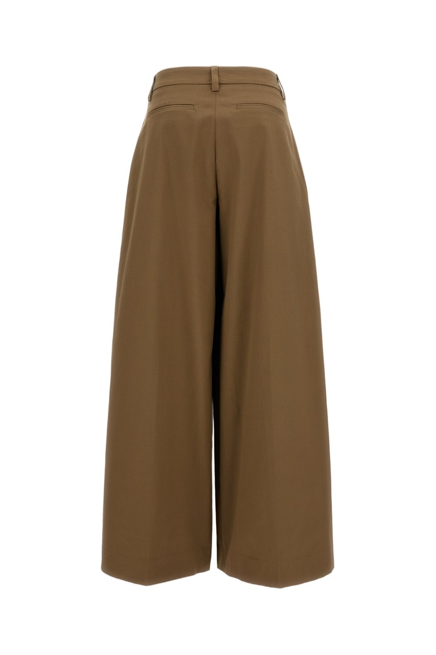 The Latest High-Rise Gabardine Trousers with Pleats and Extra-Wide Silhouette Bruin