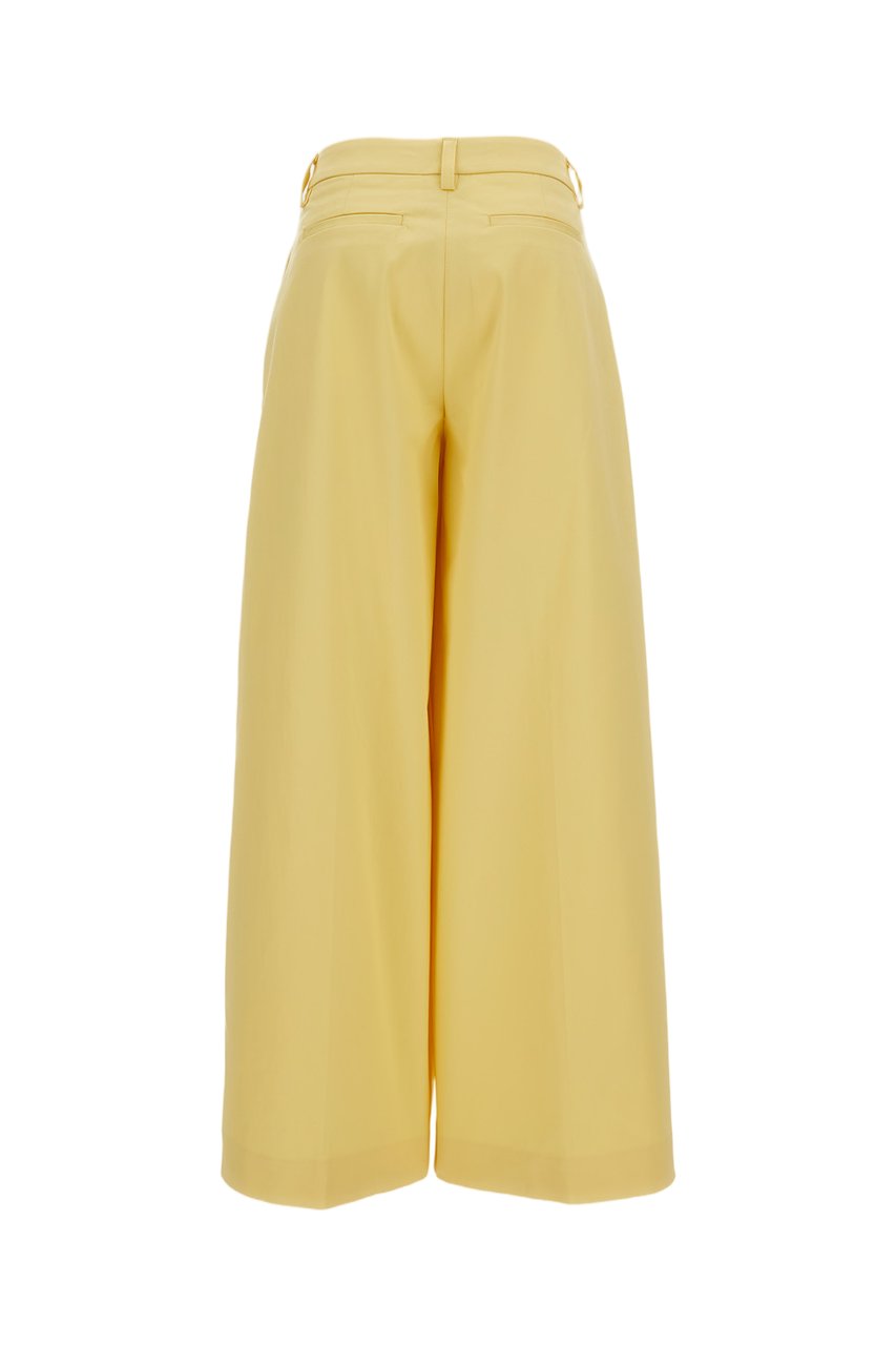 The Latest High-Rise Gabardine Trousers with Wide Leg Silhouette Geel