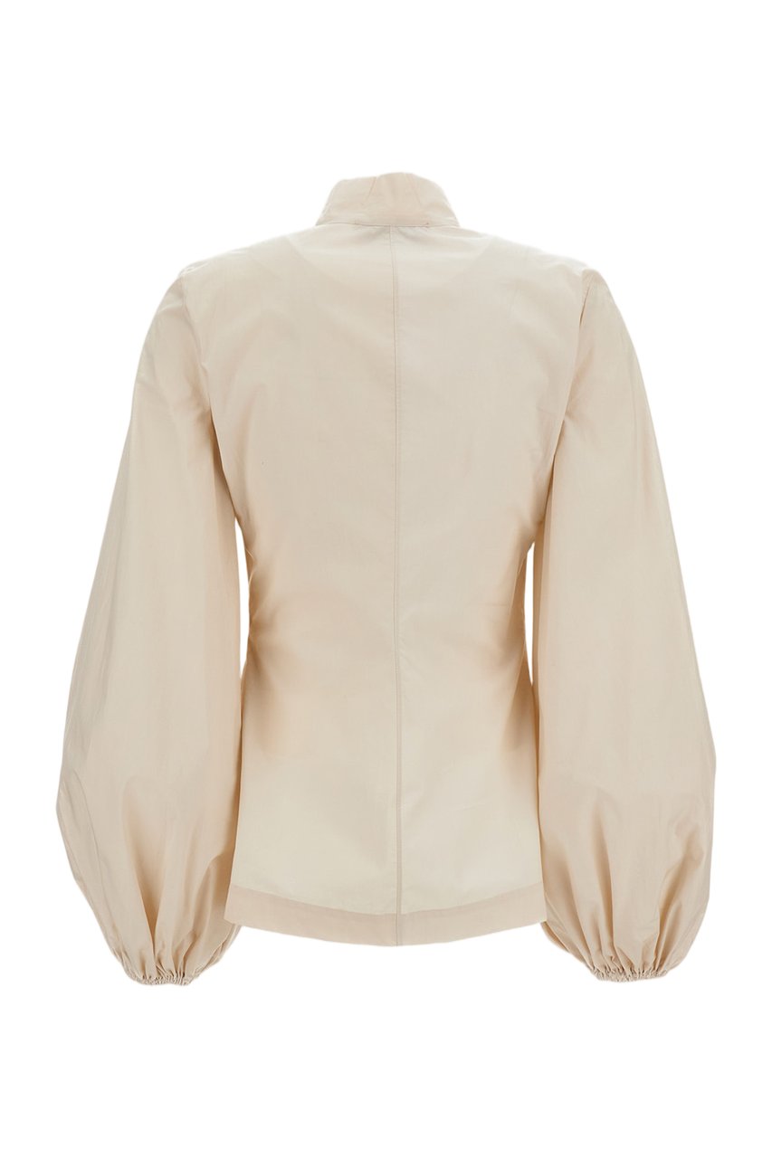 The Latest Cotton Shirt with High Collar and Central Zip Closure Wit
