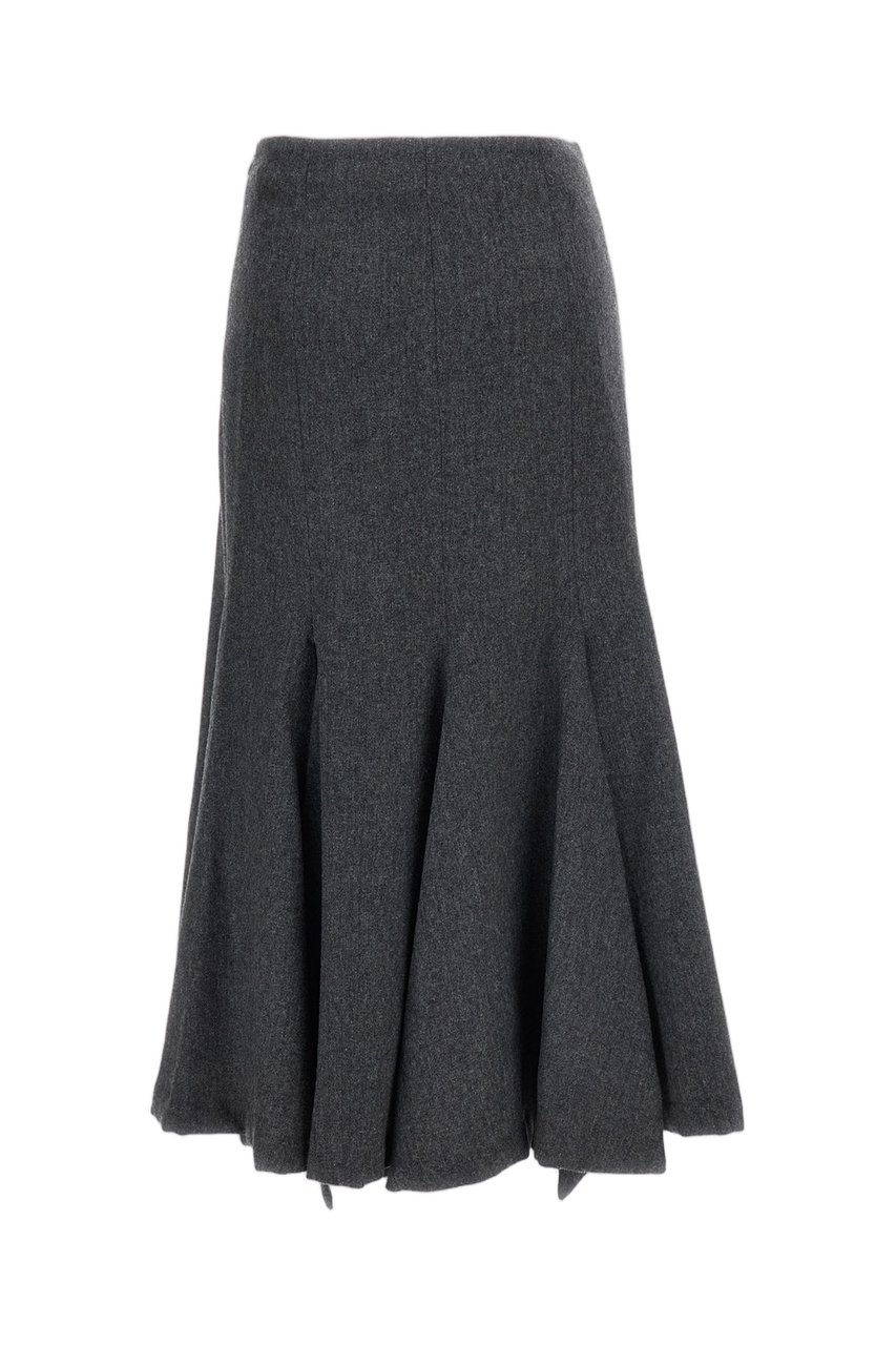 The Latest Grey Erica Wool-Blend Midi Skirt Grijs