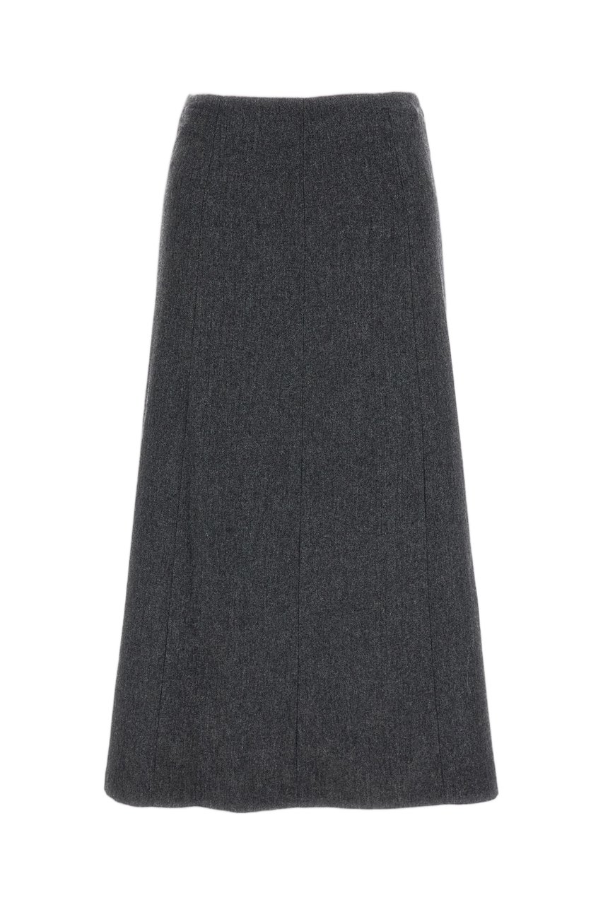 The Latest Grey Erica Wool-Blend Midi Skirt Grijs