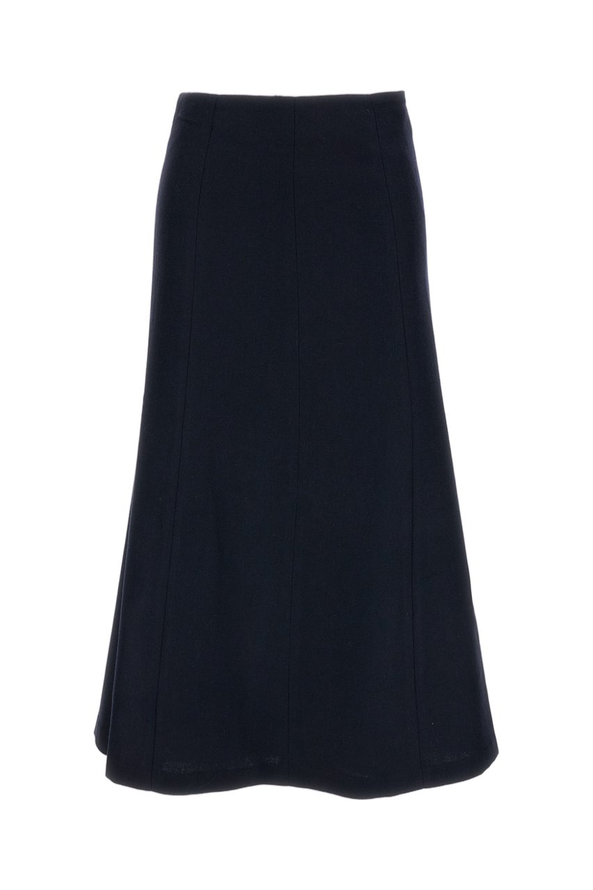 The Latest Blue Erica Wool-Blend Midi Skirt Blauw