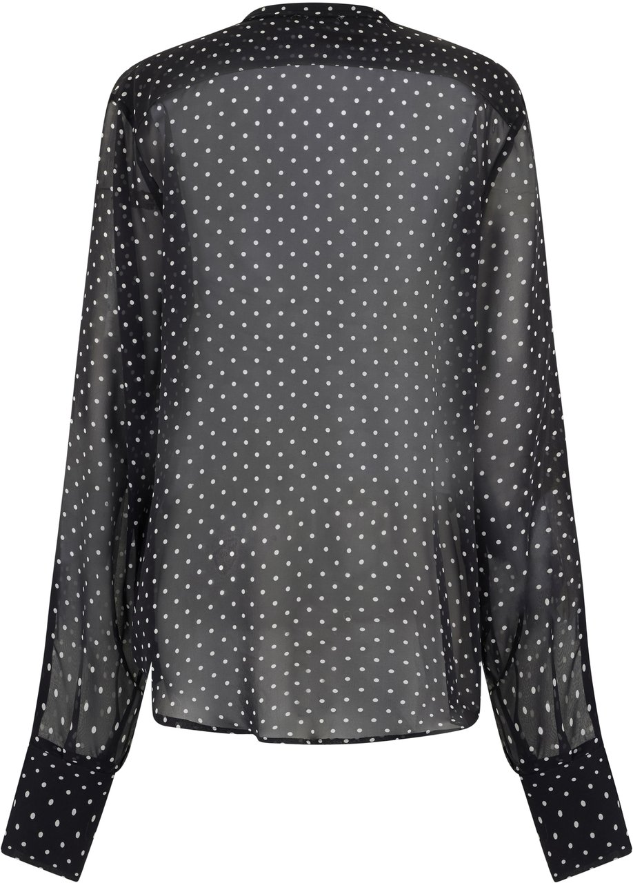 The Mannei Silk shirt with polka dots Zwart