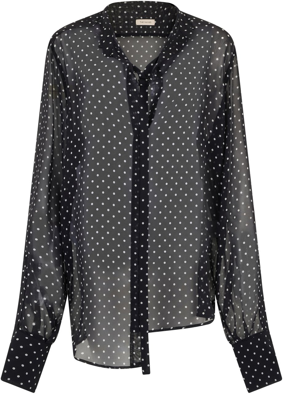 The Mannei Silk shirt with polka dots Zwart