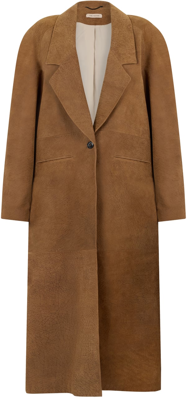 The Mannei Long coat in leather Bruin