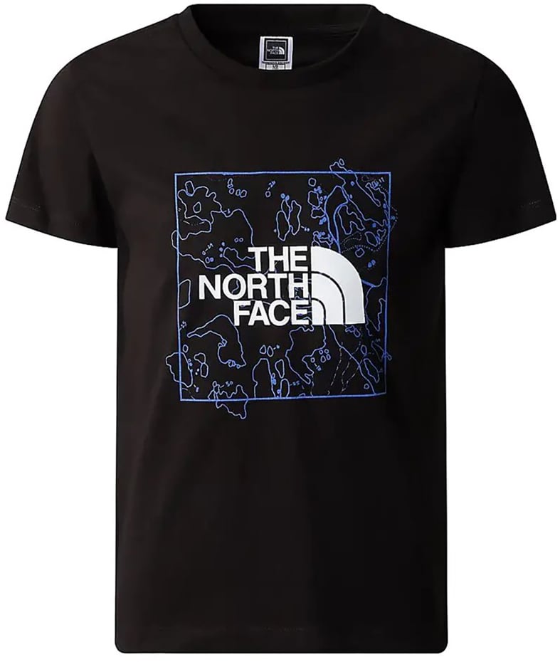 The North Face y new s/s graphic tee blue moss/lemon yellow Zwart