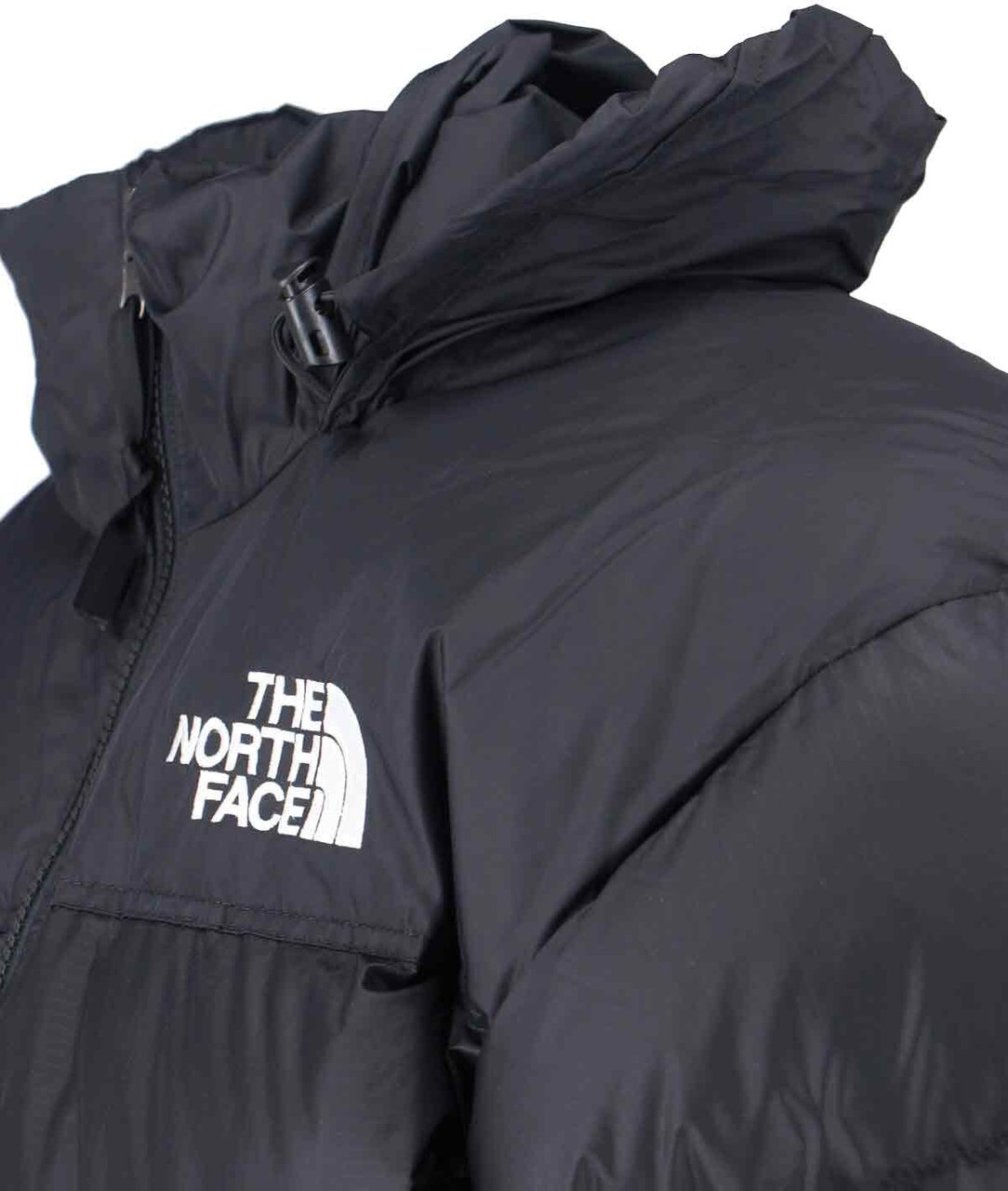 The North Face Retro Nuptse 1996 Black Hooded Quilted Down Jacket Zwart