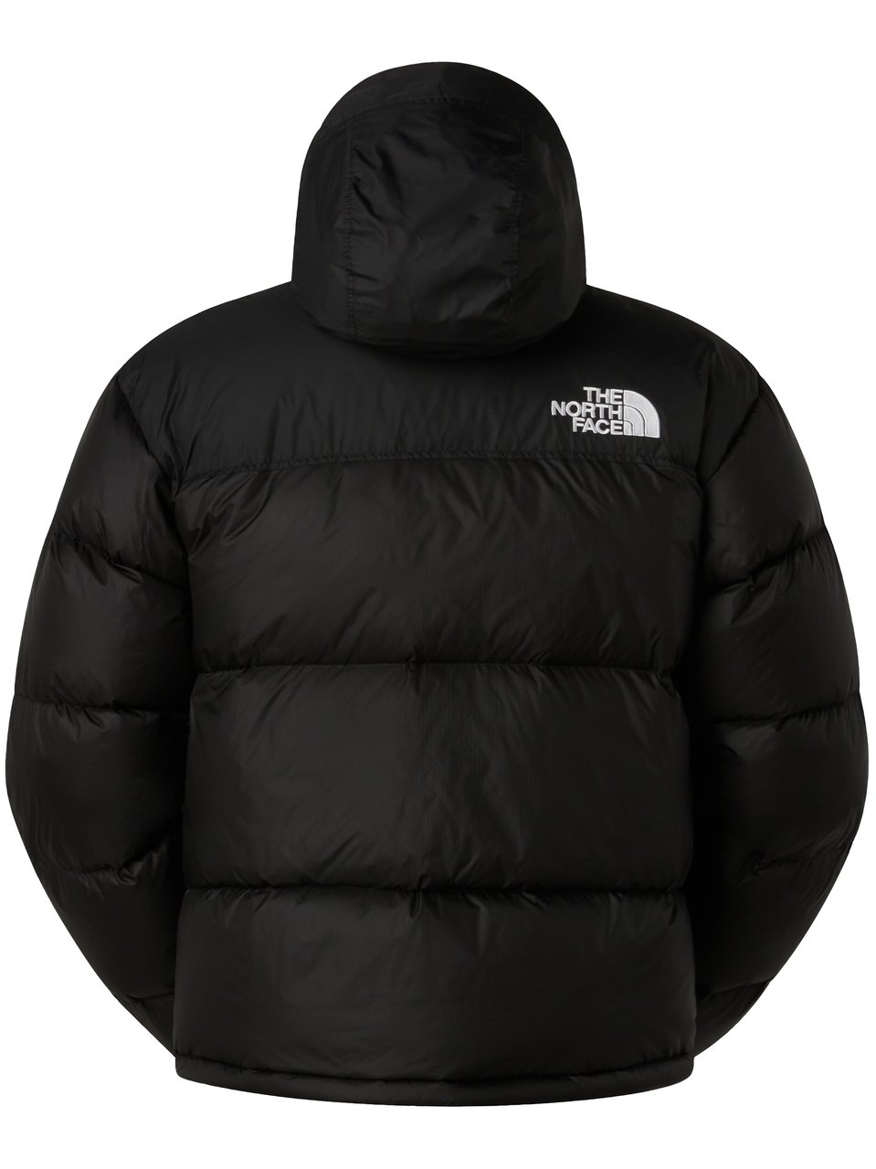 The North Face Retro Nuptse 1996 Black Hooded Quilted Down Jacket Zwart