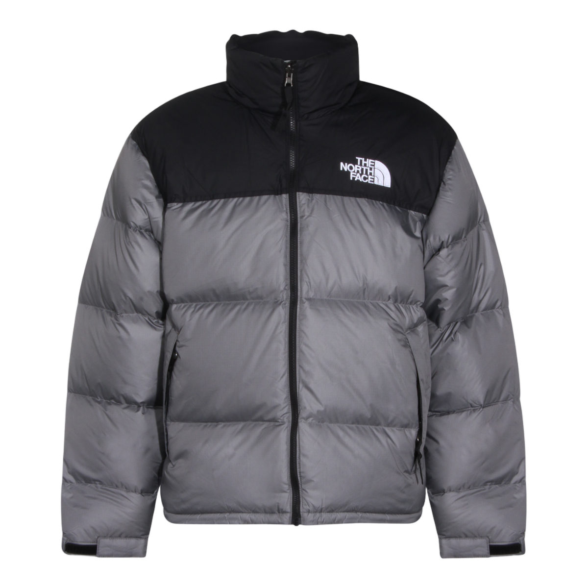 The North Face High Collar Puffer Coat With Two-Tone Design Grijs