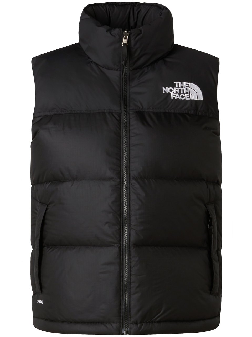 The North Face Black Retro Nuptse High-Collar Puffer Vest Zwart