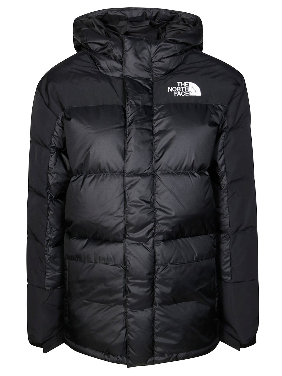 The North Face Padded Quilted Short Parka with High Collar and Fitted Cut Zwart