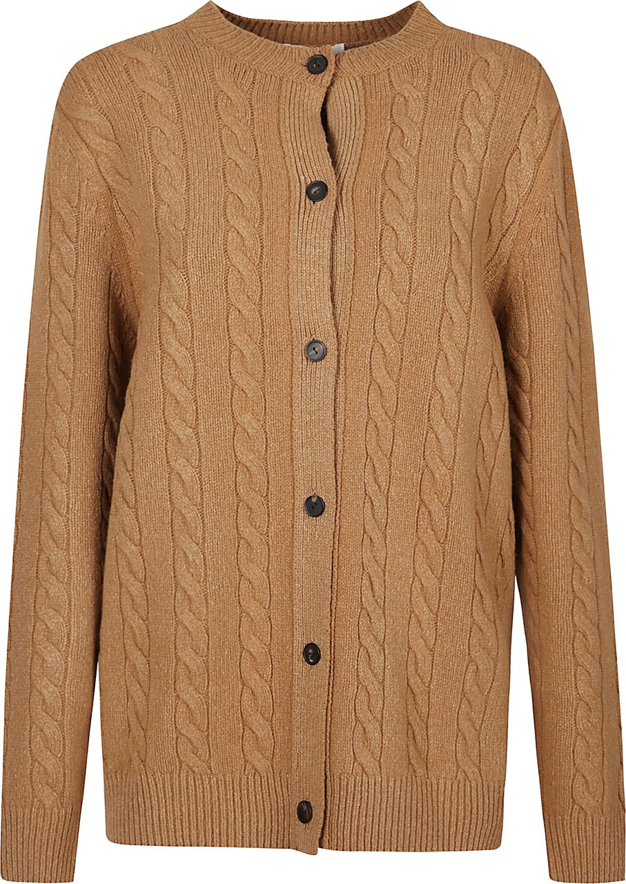 The Row Cable Knit Cardigan With Round Neckline And Button-Down Front Neutraal