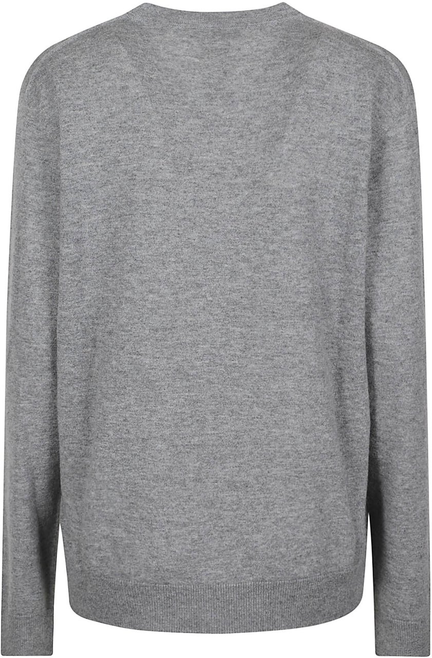 The Row Nian V-Neck Knit Long-Sleeve Top Grijs