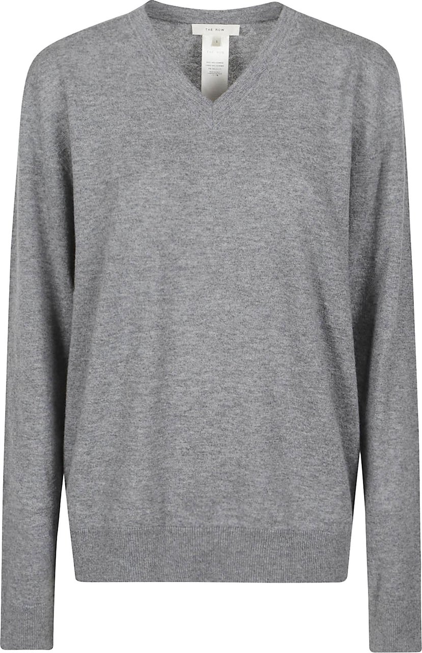 The Row Nian V-Neck Knit Long-Sleeve Top Grijs