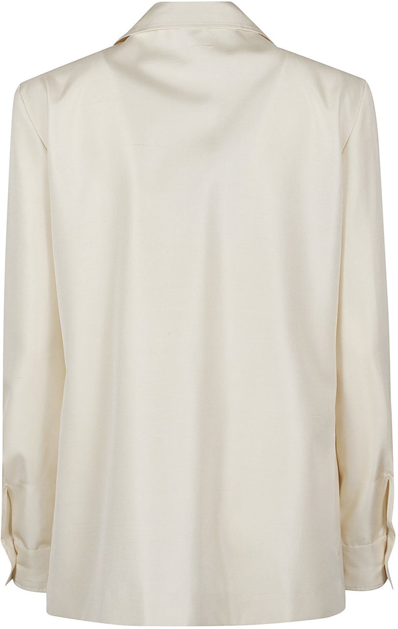 The Row Lucetta Silk Front Button Shirt Wit