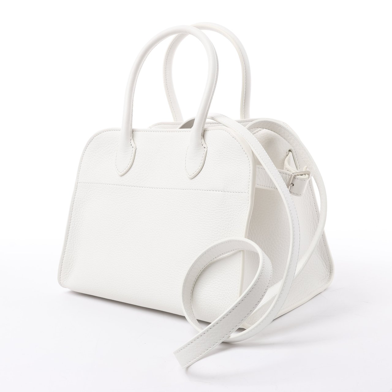 The Row The Row Soft Margaux 10 Leather 2Way Handbag in White Wit
