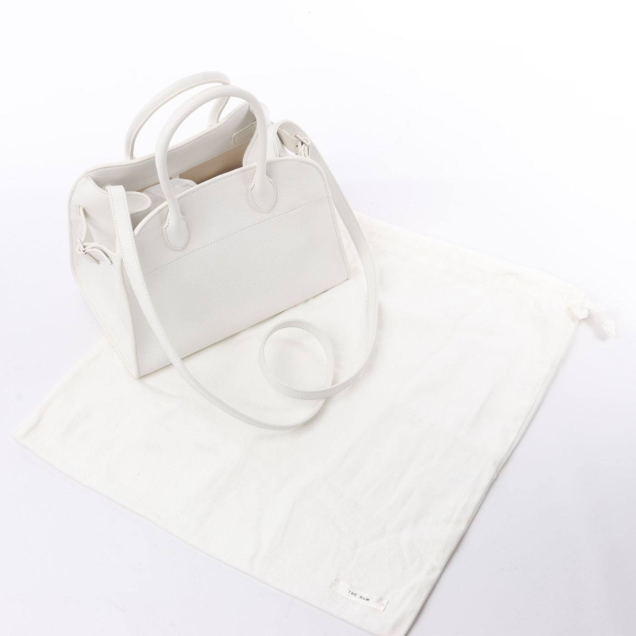 The Row The Row Soft Margaux 10 Leather 2Way Handbag in White Wit