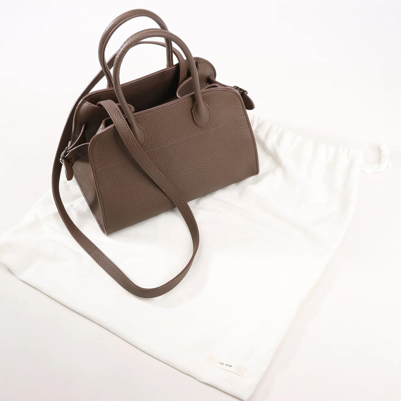The Row The Row Soft Margaux 10 Leather 2Way Handbag in Brown Bruin