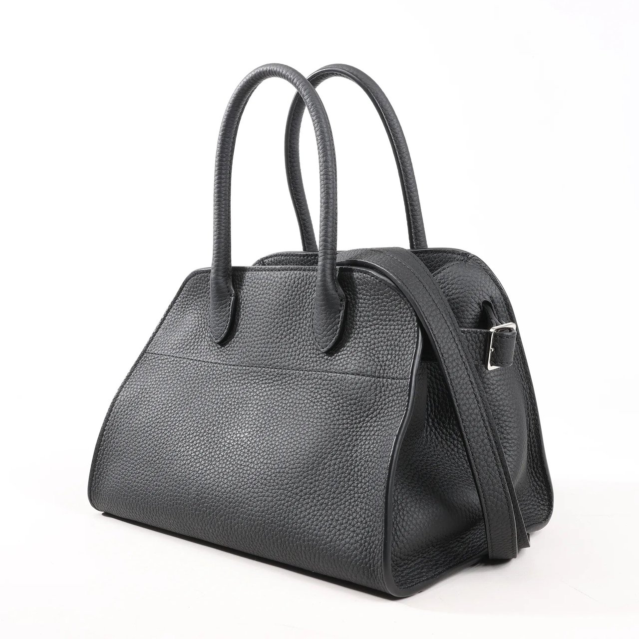 The Row The Row Soft Margaux 10 Leather 2Way Handbag in Black Zwart