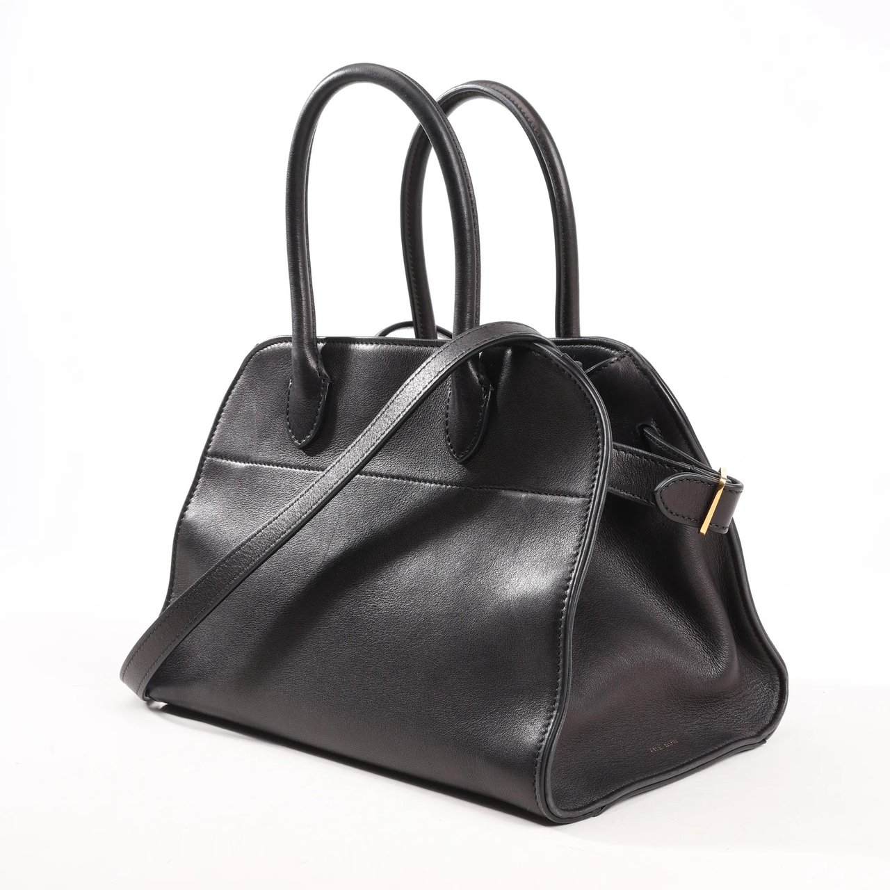 The Row The Row Soft Margaux 10 Leather 2Way Handbag in Black Zwart
