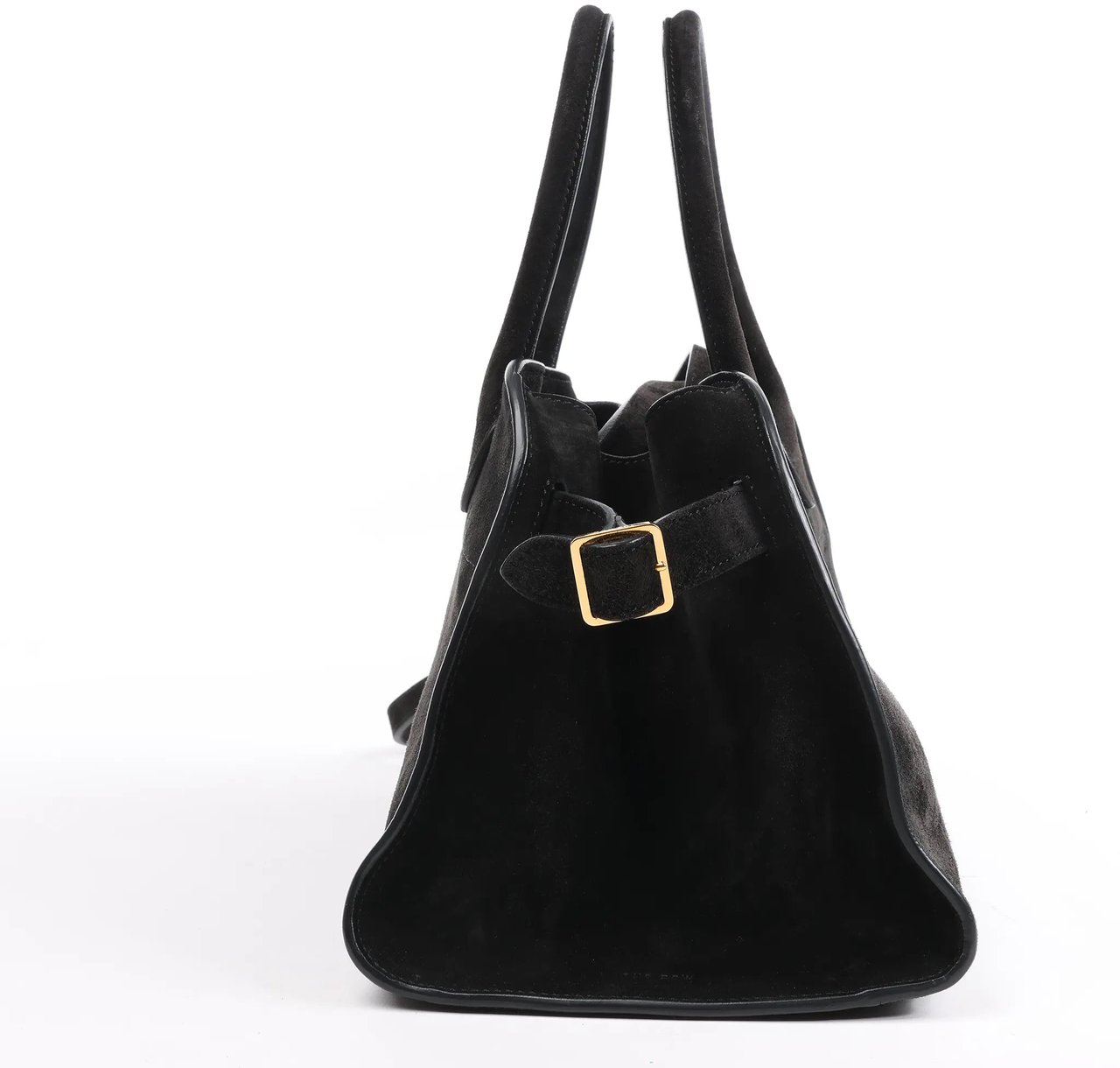 The Row The Row Soft Margaux 10 Suede 2Way Handbag in Black Zwart