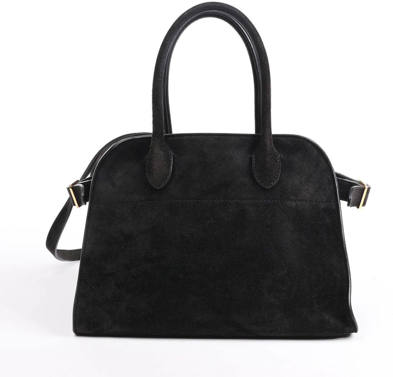 The Row The Row Soft Margaux 10 Suede 2Way Handbag in Black Zwart