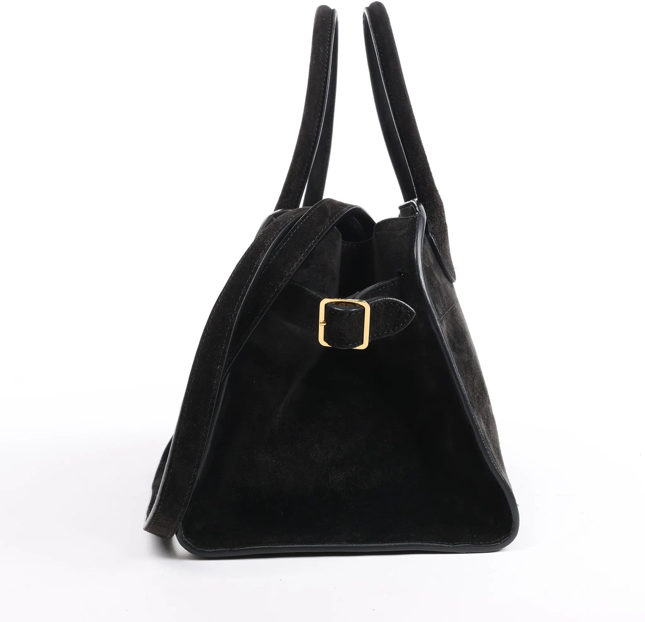 The Row The Row Soft Margaux 10 Suede 2Way Handbag in Black Zwart