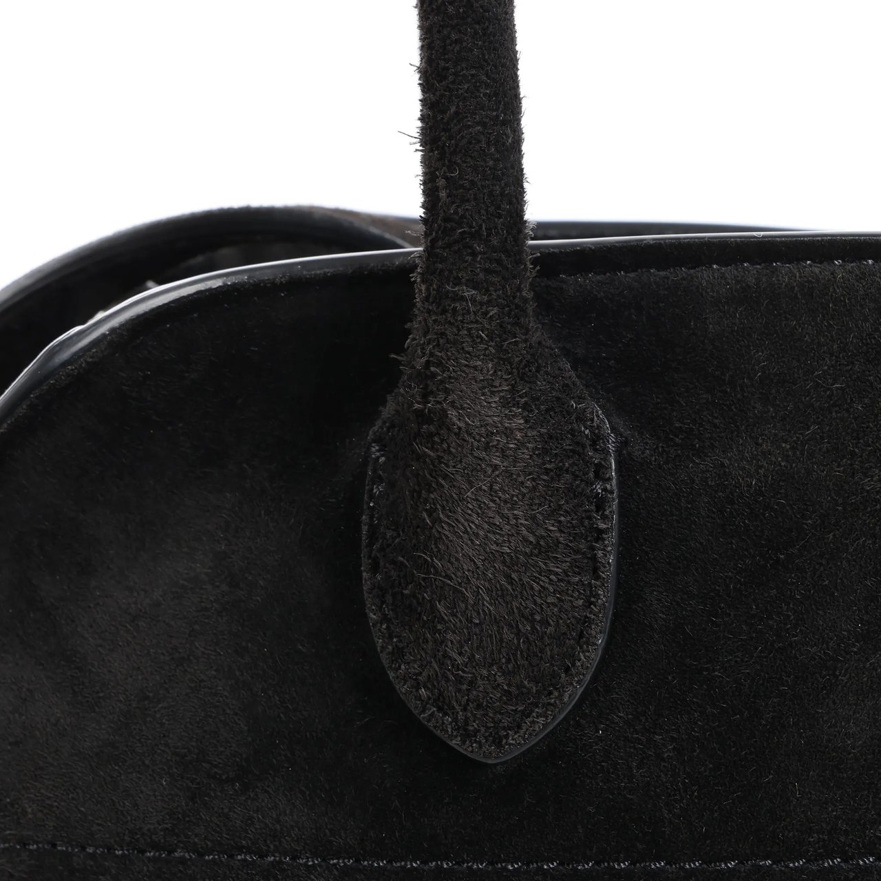 The Row The Row Soft Margaux 10 Suede 2Way Handbag in Black Zwart