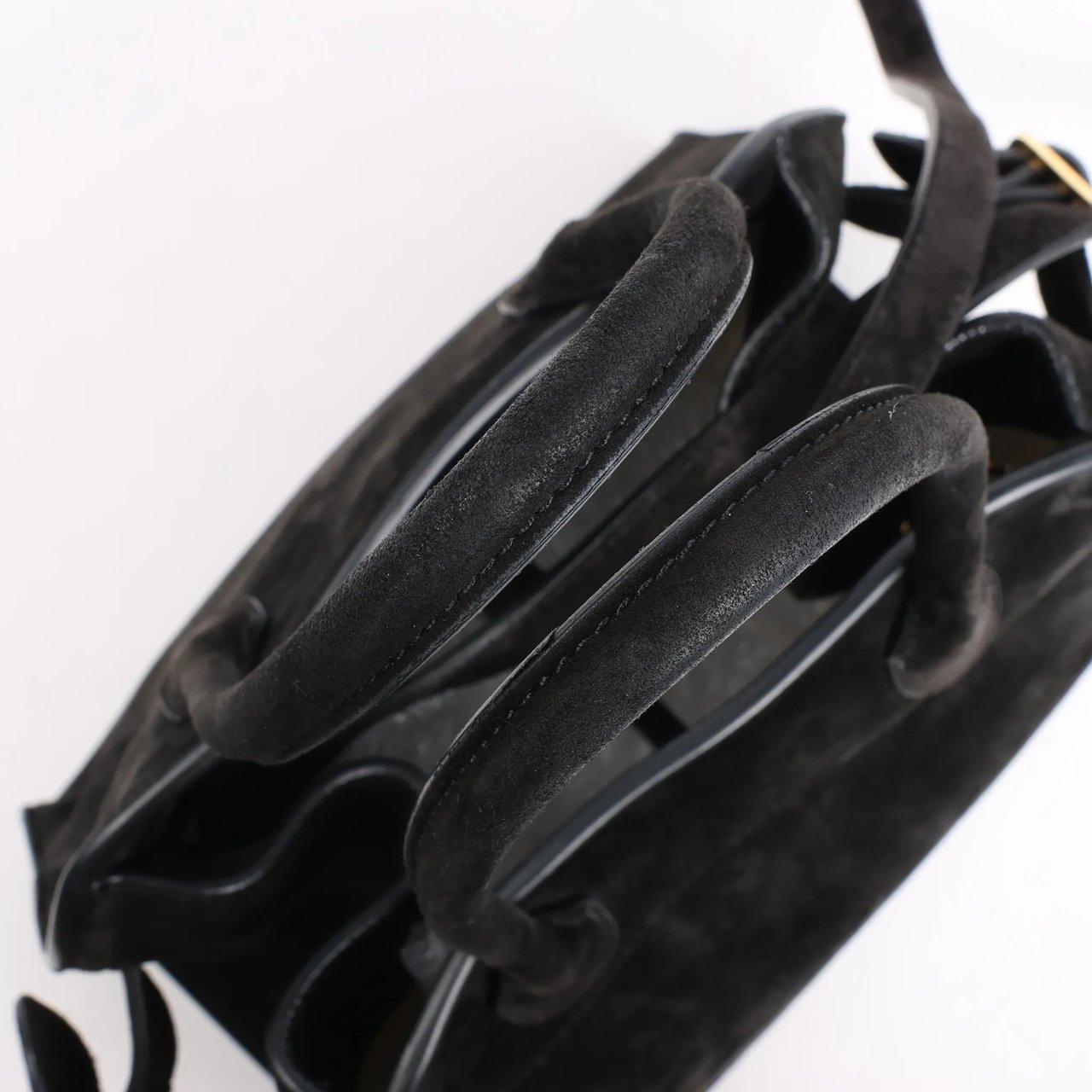 The Row The Row Soft Margaux 10 Suede 2Way Handbag in Black Zwart