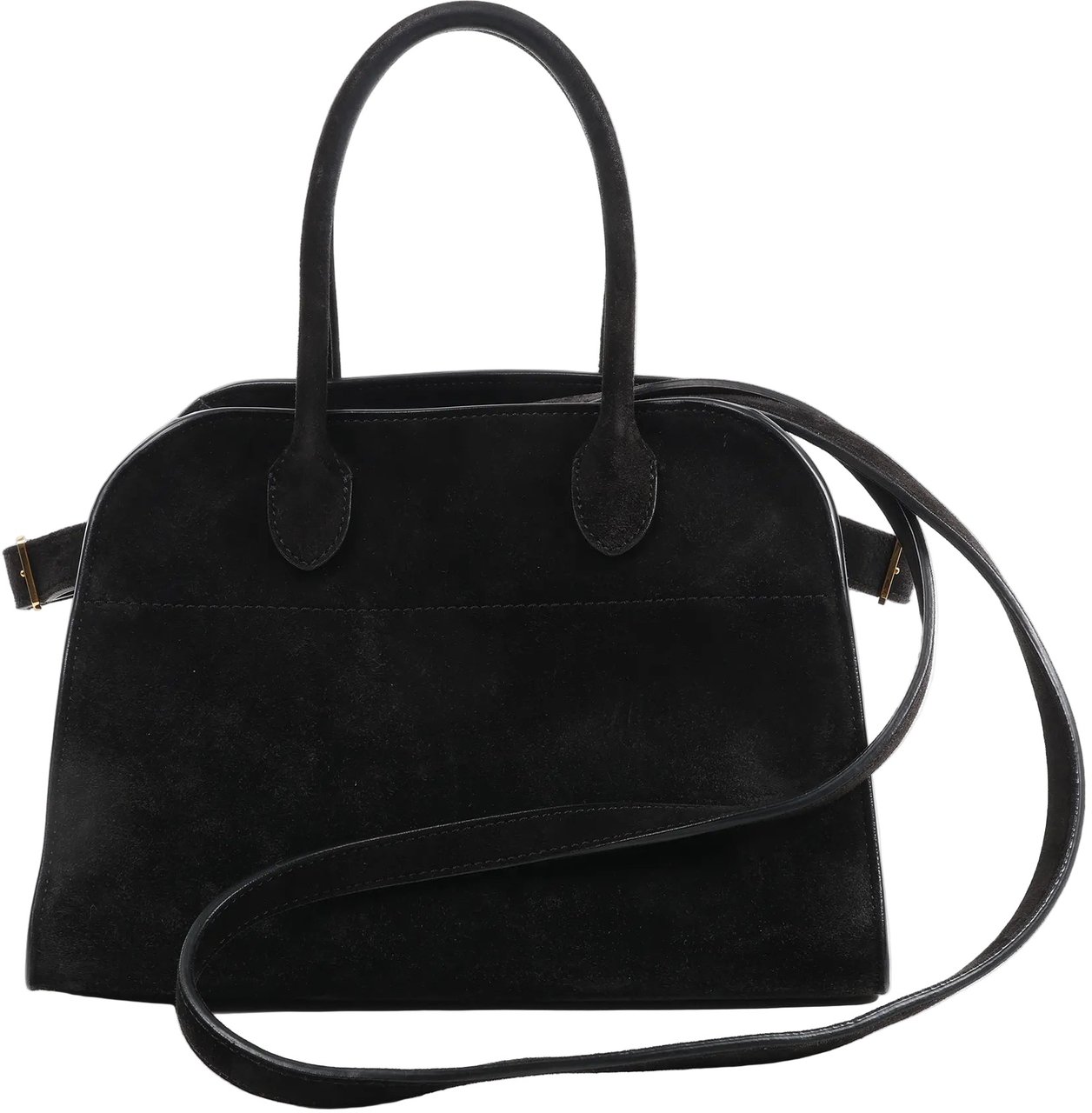 The Row The Row Soft Margaux 10 Suede 2Way Handbag in Black Zwart