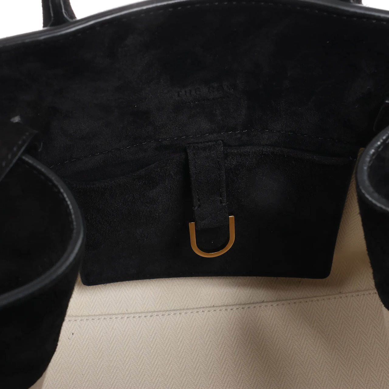 The Row The Row Soft Margaux 10 Suede 2Way Handbag in Black Zwart