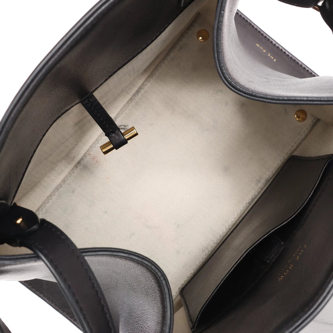 The Row The Row Soft Margaux 10 Leather 2Way Handbag in Black Zwart