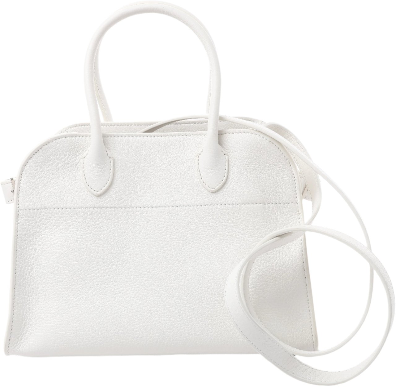 The Row The Row Soft Margaux 10 Leather 2Way Handbag in White Wit