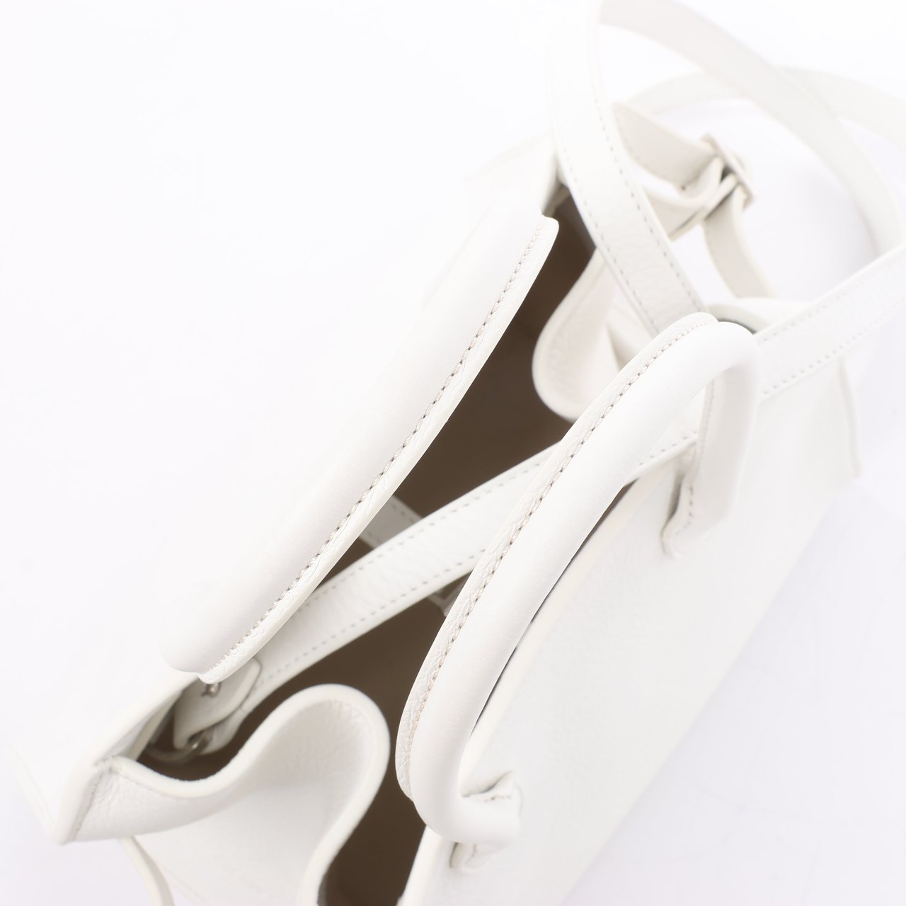 The Row The Row Soft Margaux 10 Leather 2Way Handbag in White Wit