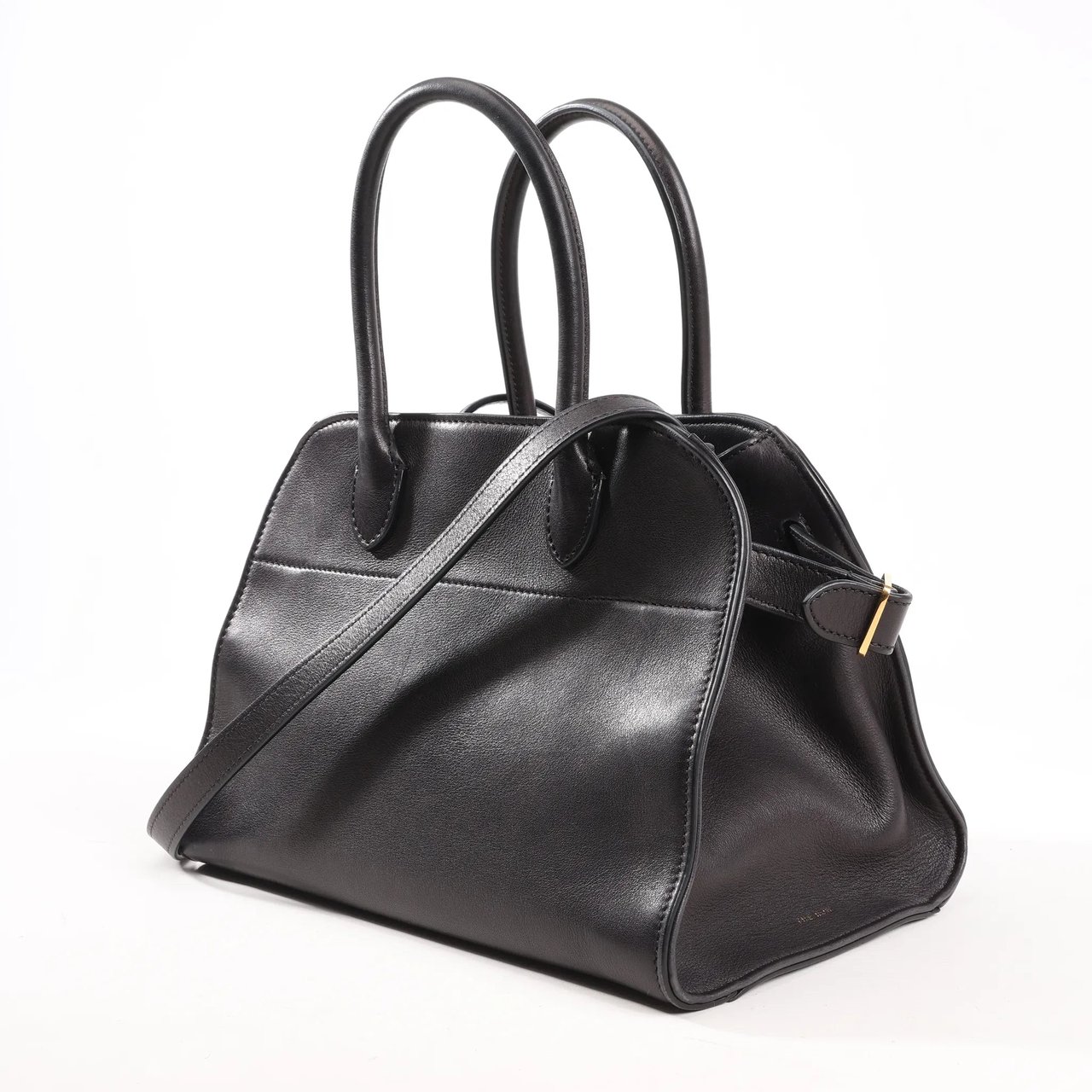 The Row The Row Soft Margaux 10 Leather 2Way Handbag in Black Zwart