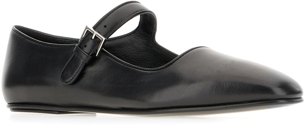 The Row The Row Black leather Ava ballerinas Zwart