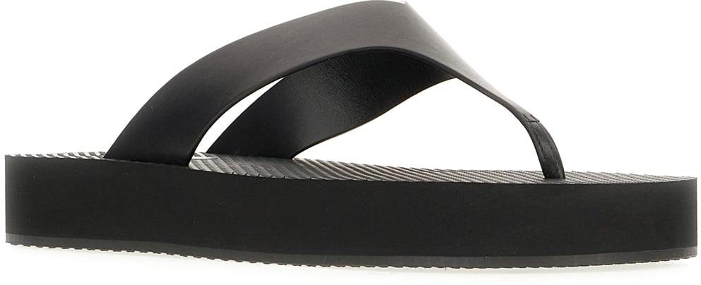 The Row The Row Black leather thon sandals Zwart