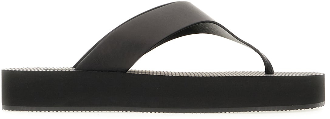 The Row The Row Black leather thon sandals Zwart