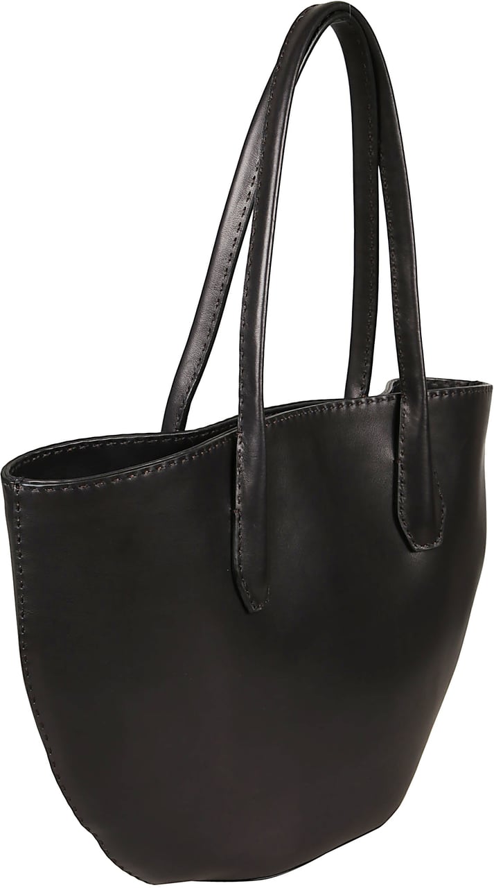 The Row Curved Silhouette Black Tote Bag With Sturdy Handles Zwart