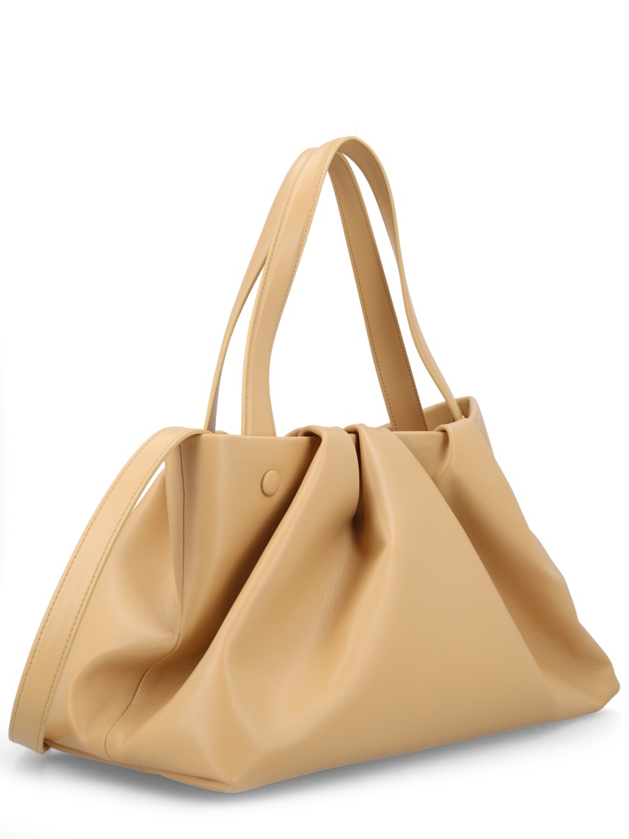 Themoirè Neutrals Athena Spacious Gathered Ruched Handbag Bruin