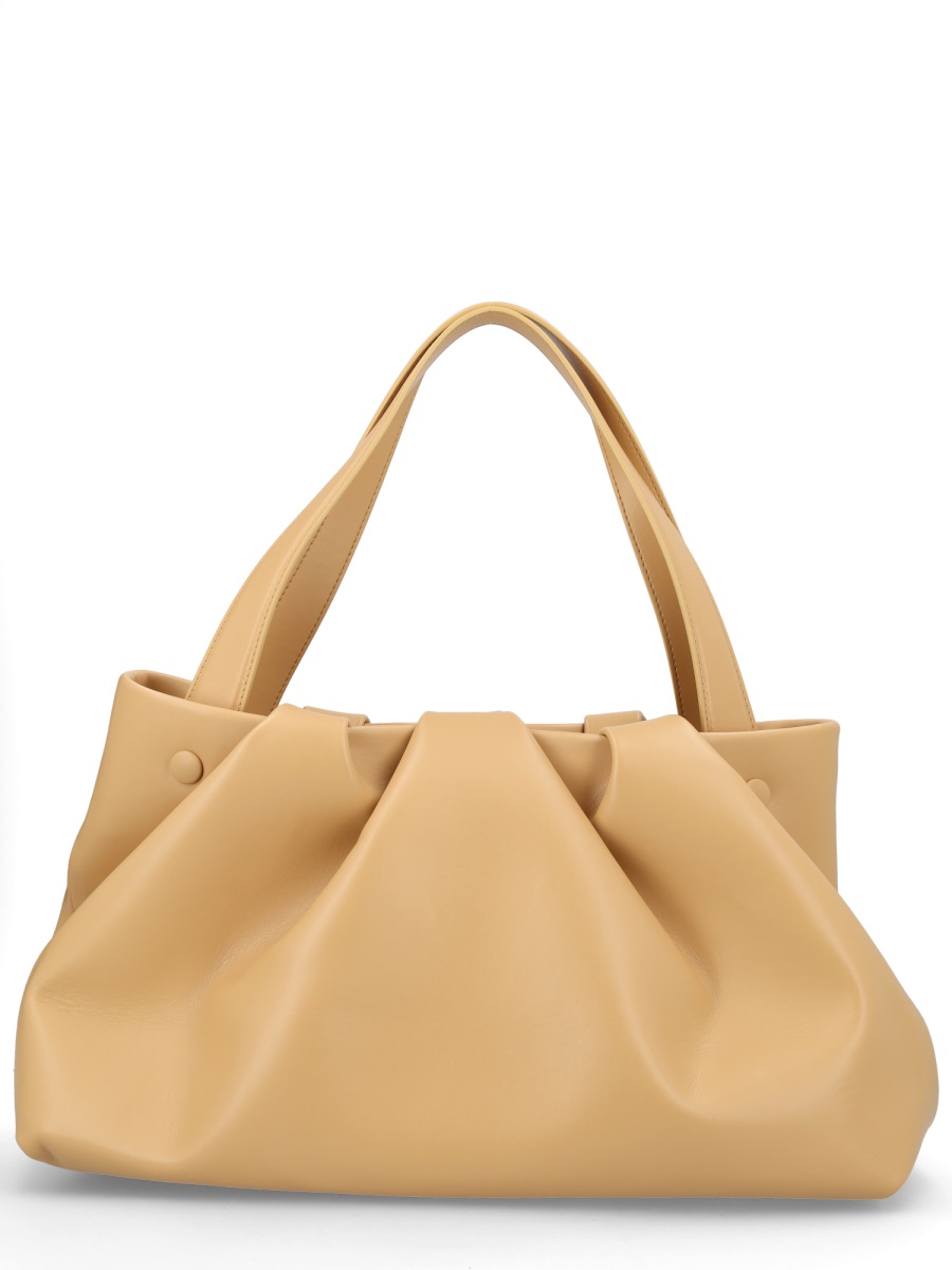 Themoirè Neutrals Athena Spacious Gathered Ruched Handbag Bruin