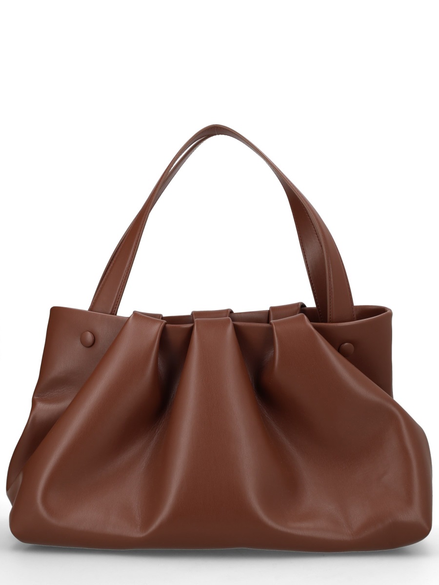 Themoirè Recycled Polyester Ruched Handbag Bruin