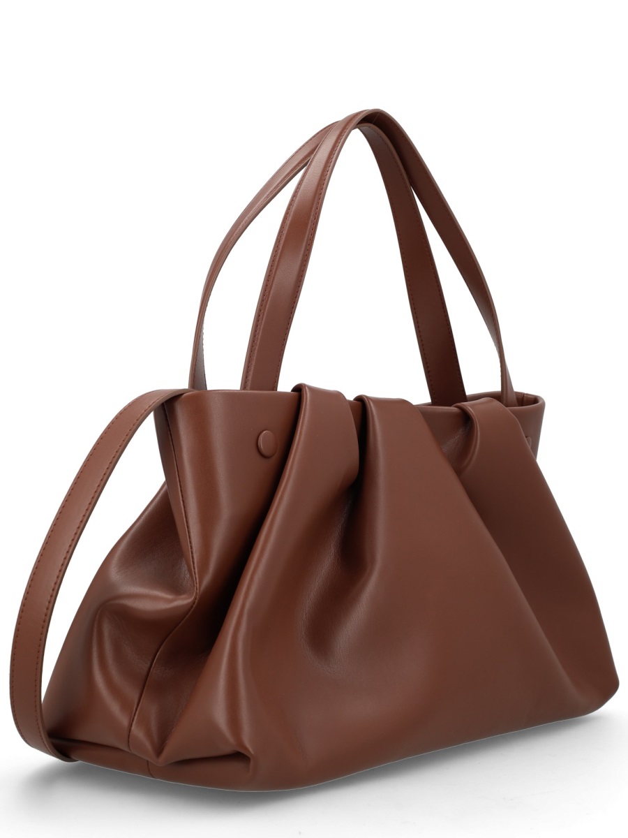 Themoirè Recycled Polyester Ruched Handbag Bruin