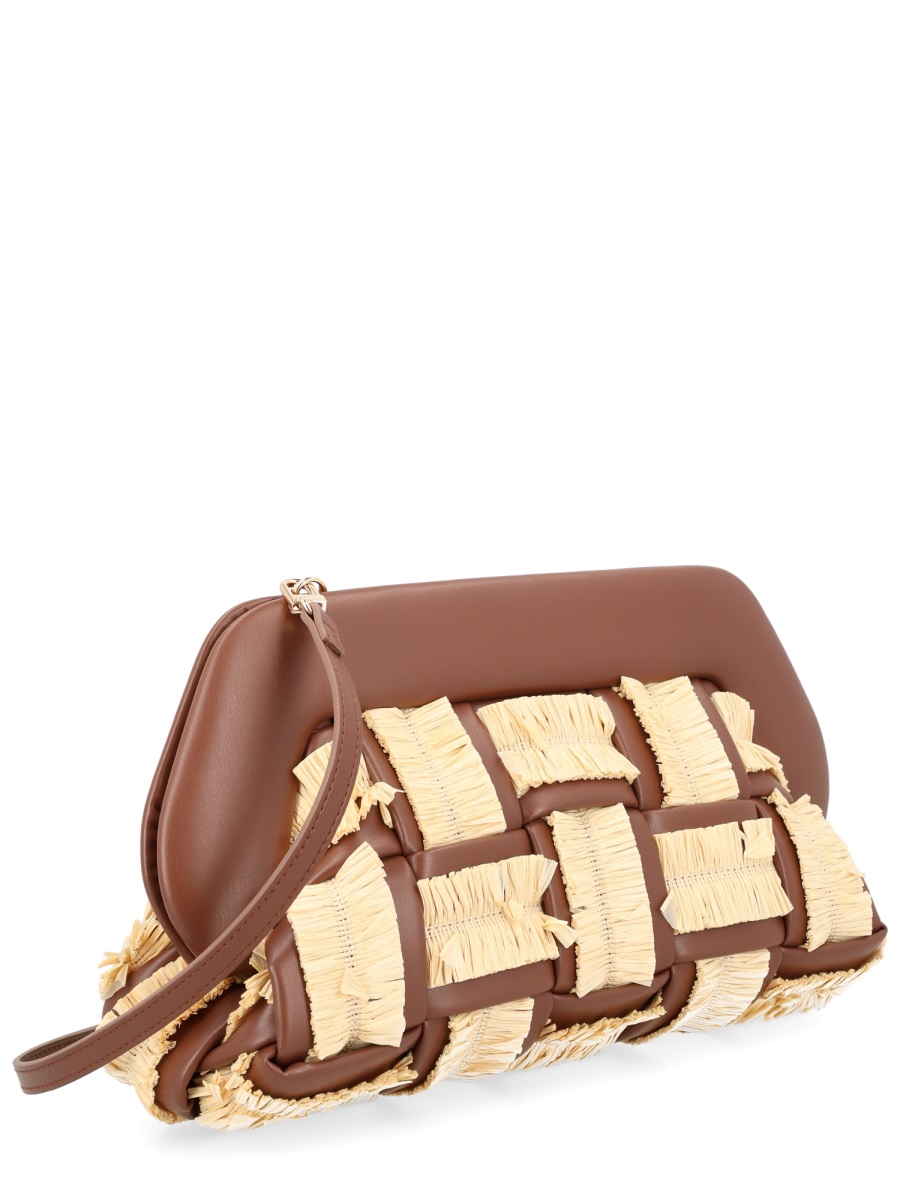 Themoirè Bios Padded Grid Pattern Cotton-Blend Handbag Bruin