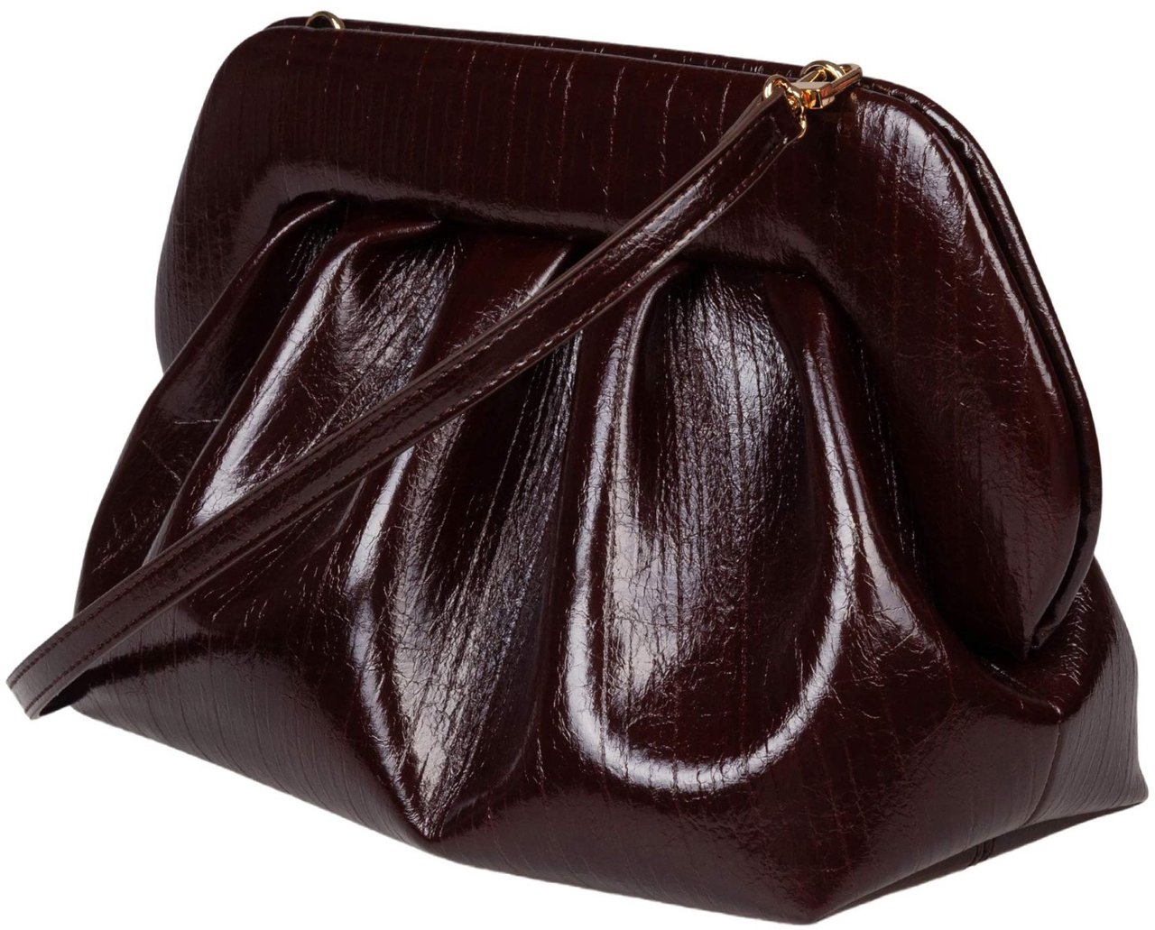 Themoirè Themoirè bios chocolate striped faux leather handbag Bruin